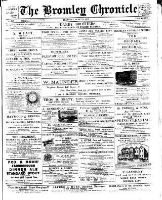 cover page of Bromley Chronicle published on June 13, 1901