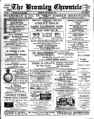 cover page of Bromley Chronicle published on November 2, 1905