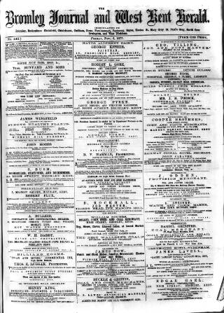 cover page of Bromley Journal and West Kent Herald published on November 2, 1877
