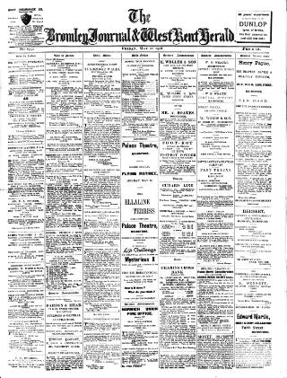 cover page of Bromley Journal and West Kent Herald published on May 22, 1908