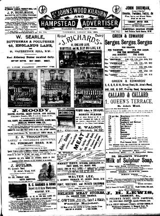 cover page of Hampstead News published on August 2, 1894