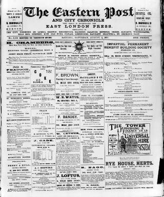 cover page of Eastern Post published on August 2, 1890