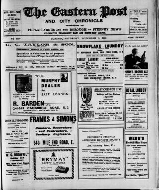 cover page of Eastern Post published on November 2, 1935