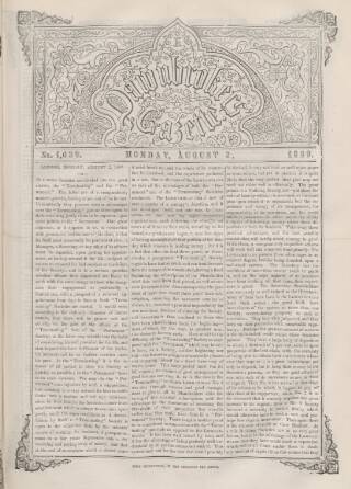 cover page of Pawnbrokers' Gazette published on August 2, 1869