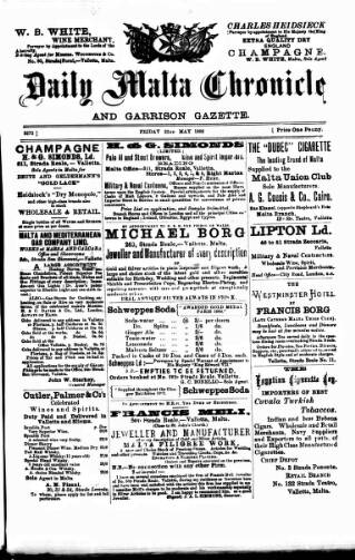 cover page of Daily Malta Chronicle and Garrison Gazette published on May 22, 1903