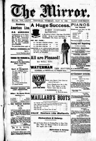 cover page of Mirror (Trinidad & Tobago) published on May 22, 1906