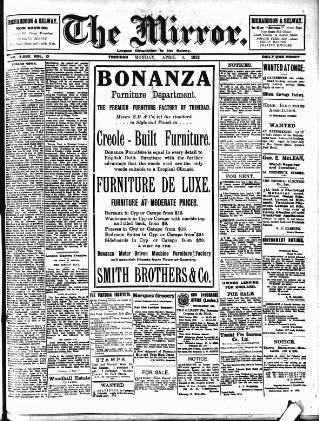cover page of Mirror (Trinidad & Tobago) published on April 1, 1912