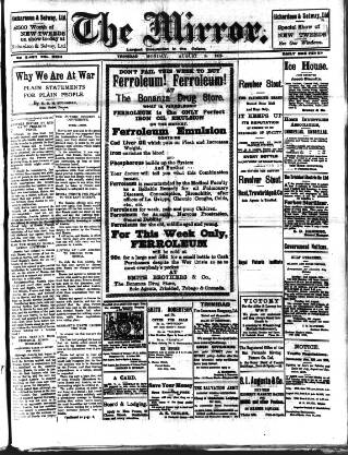 cover page of Mirror (Trinidad & Tobago) published on August 2, 1915