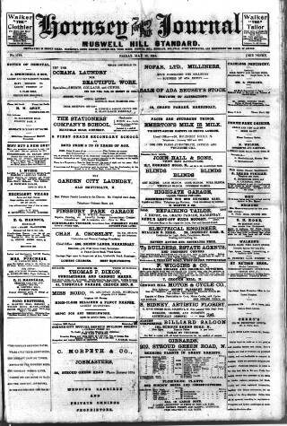 cover page of Hornsey & Finsbury Park Journal published on May 22, 1914