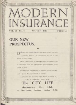 cover page of City Life Record published on August 1, 1921