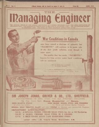 cover page of Managing Engineer published on June 1, 1918
