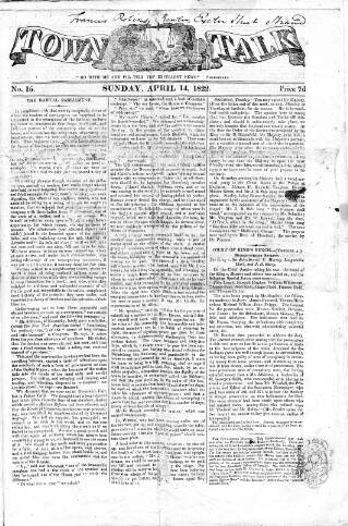 cover page of Town Talk 1822 published on April 14, 1822