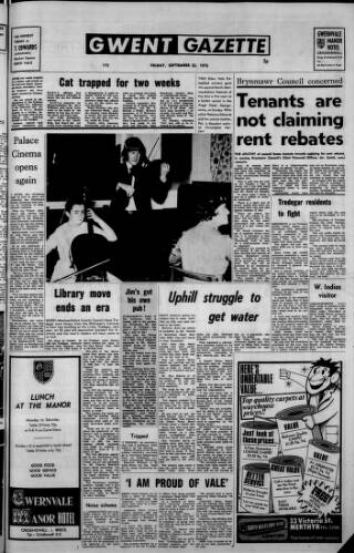 cover page of Gwent Gazette published on September 22, 1972