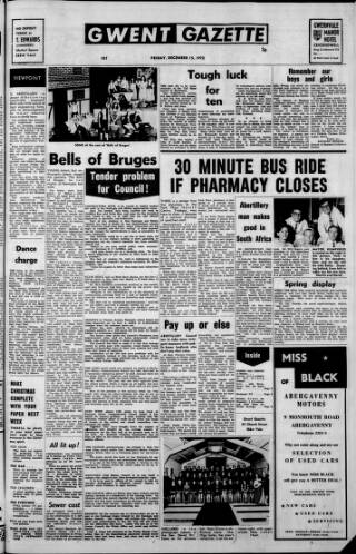 cover page of Gwent Gazette published on December 15, 1972