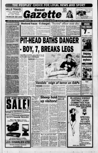 cover page of Gwent Gazette published on June 13, 1991