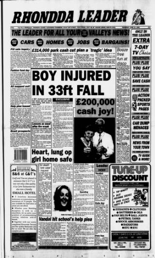 cover page of Rhondda Leader published on June 13, 1991