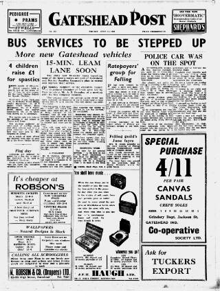 cover page of Gateshead Post published on June 13, 1958