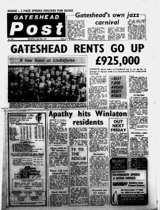 cover page of Gateshead Post published on May 22, 1975