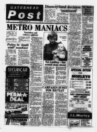 cover page of Gateshead Post published on April 1, 1982