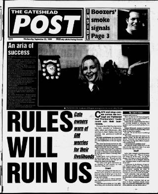 cover page of Gateshead Post published on September 22, 1999