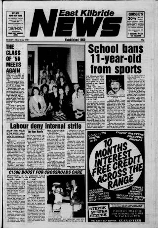 cover page of East Kilbride News published on May 22, 1987