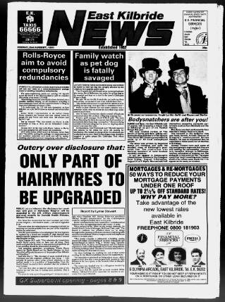 cover page of East Kilbride News published on August 2, 1991