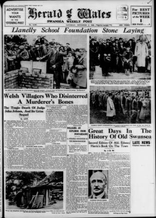 cover page of Herald of Wales published on November 2, 1935