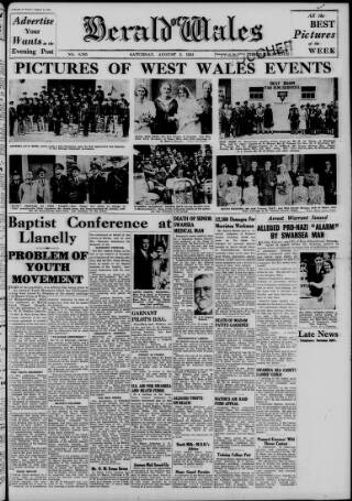 cover page of Herald of Wales published on August 2, 1941