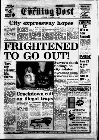 cover page of South Wales Daily Post published on November 2, 1989