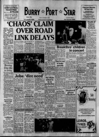 cover page of Burry Port Star published on December 19, 1986