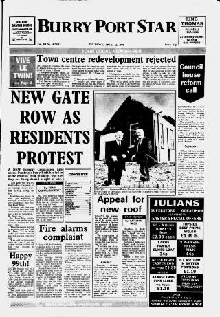 cover page of Burry Port Star published on April 12, 1990