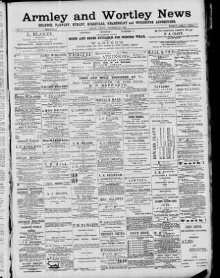 cover page of Armley and Wortley News published on December 13, 1889