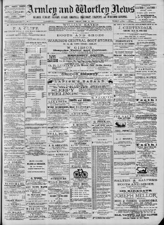 cover page of Armley and Wortley News published on June 13, 1890
