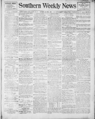 cover page of Southern Weekly News published on June 25, 1910