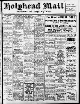 cover page of Holyhead Mail and Anglesey Herald published on April 1, 1927