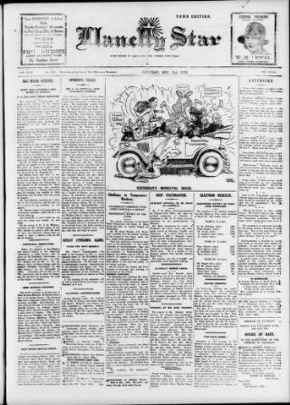 cover page of Llanelli Star published on November 2, 1929
