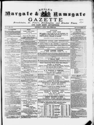 cover page of Isle of Thanet Gazette published on April 1, 1876