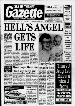 cover page of Isle of Thanet Gazette published on August 2, 1991