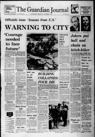 cover page of Nottingham Guardian published on November 2, 1966