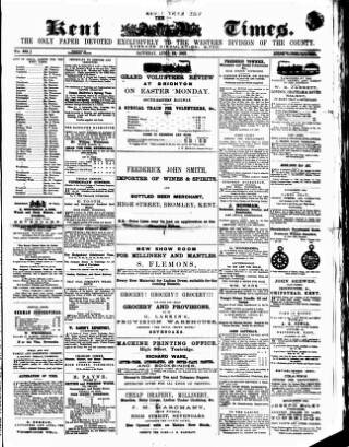 cover page of Kent Times, Tonbridge and Sevenoaks Examiner published on April 19, 1862