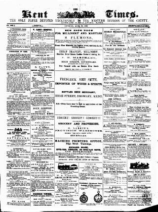cover page of Kent Times, Tonbridge and Sevenoaks Examiner published on April 26, 1862
