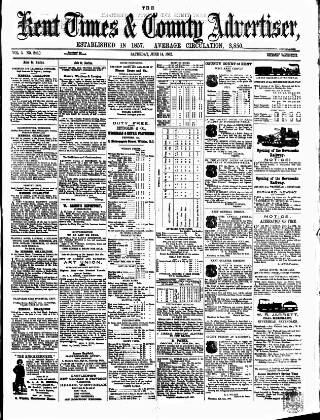 cover page of Kent Times, Tonbridge and Sevenoaks Examiner published on June 14, 1862