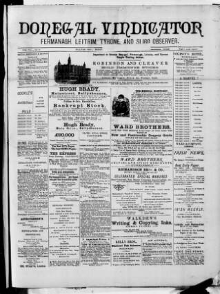 cover page of Donegal Vindicator published on April 1, 1892