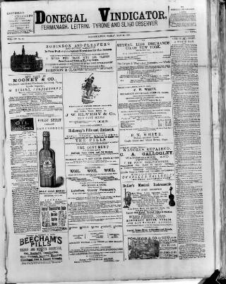 cover page of Donegal Vindicator published on May 22, 1896