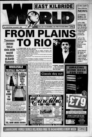 cover page of East Kilbride World published on May 22, 1992