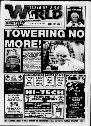 cover page of East Kilbride World published on August 2, 1996