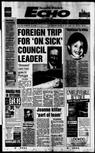 cover page of South Wales Echo published on November 2, 1993