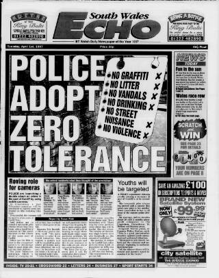 cover page of South Wales Echo published on April 1, 1997