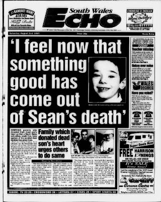 cover page of South Wales Echo published on August 2, 1997
