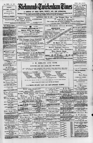 cover page of Richmond and Twickenham Times published on May 22, 1897